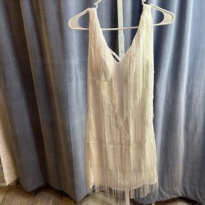 Revolve white fringe and sparkle dress